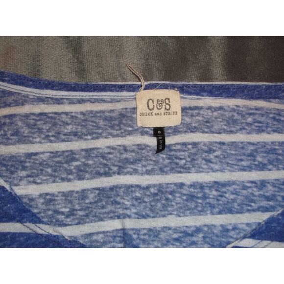 C & S Blue and White Striped Poly Blend Knit Crop Top Woman’s Sz.S - Picture 5 of 6